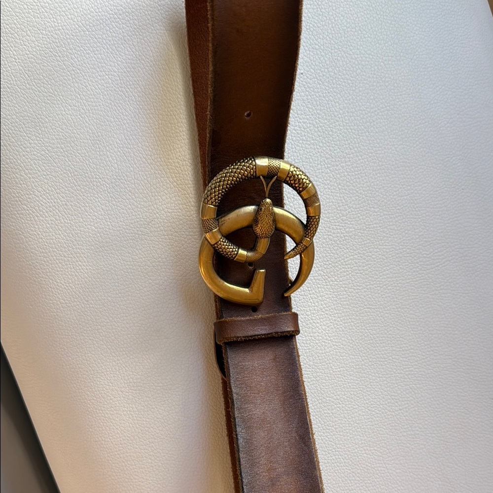 Gucci Brown and Gold Double G Belt - Picture 3 of 3